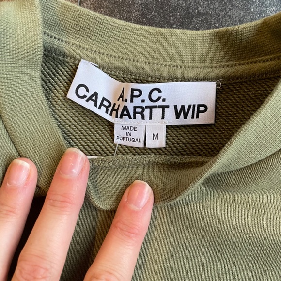 APC x Carhartt W.I.P. Ice H Olive Green Sweatshirt M - Picture 4 of 5